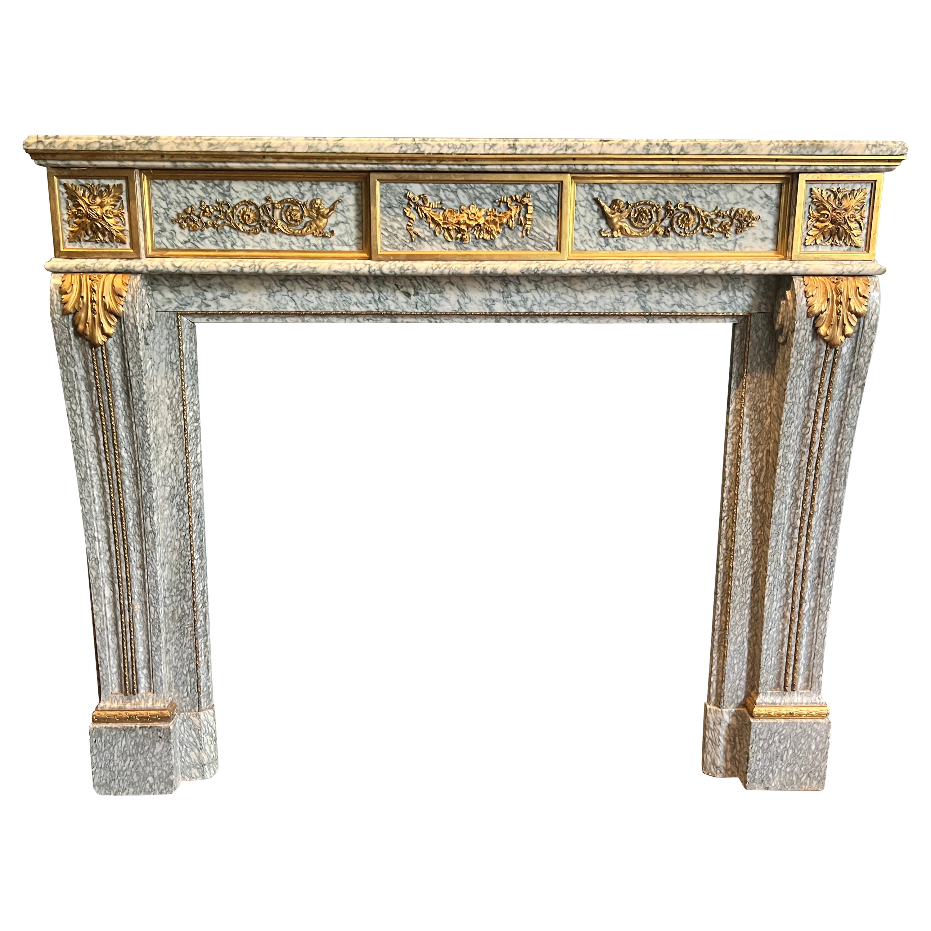 Antique Fine French Louis XVI Marble Mantle For Sale