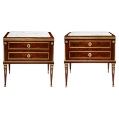 Pair of Russian Neoclassical Marble top Commodes
