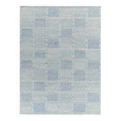 Handwoven Scandinavian Style flat weave in Blue Geometric Pattern by Rug & Kilim