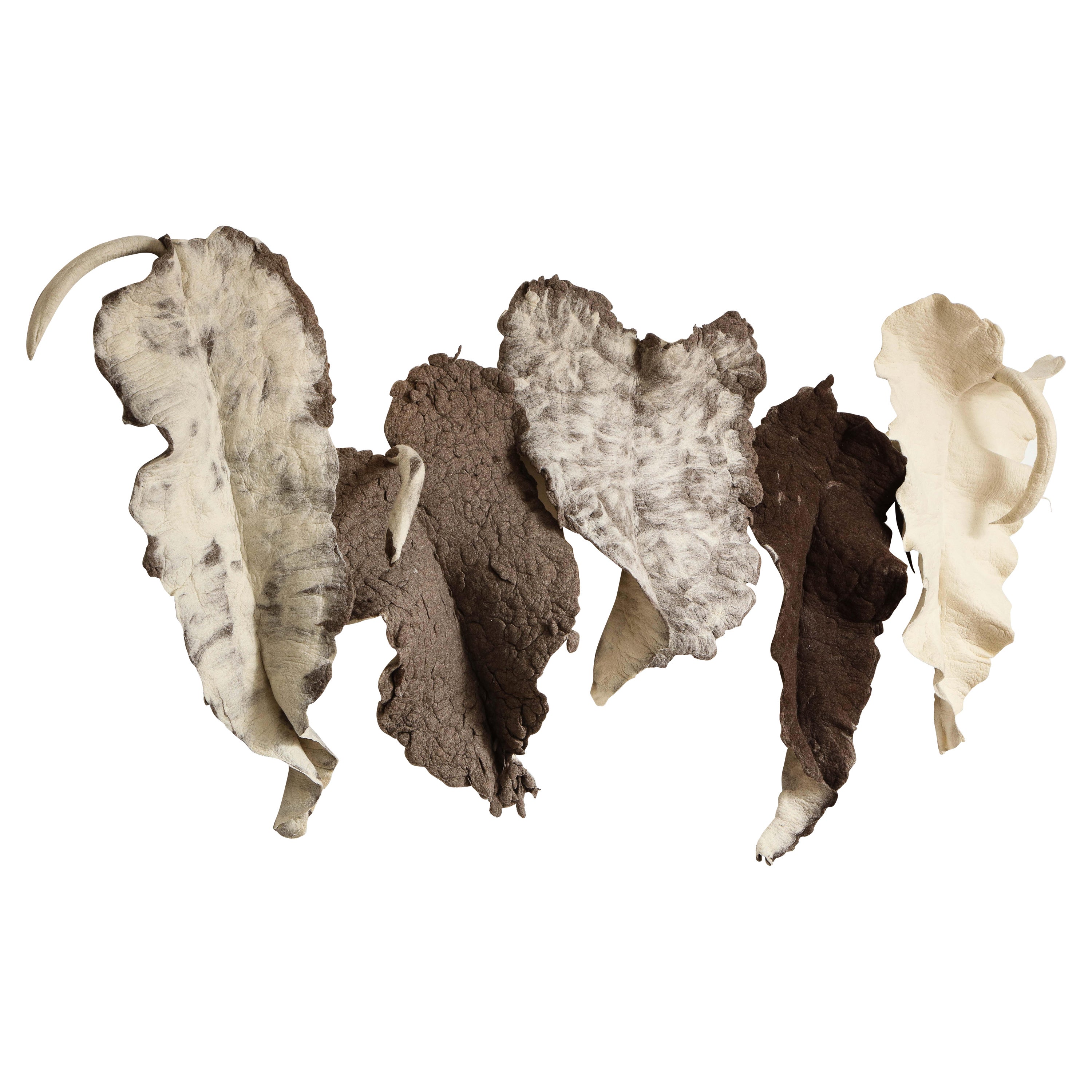 Hand-Crafted Giant Leaf, Naturally Dyed Felted Wool Sculpture by Inês Schertel, Brazil, 2019 For Sale