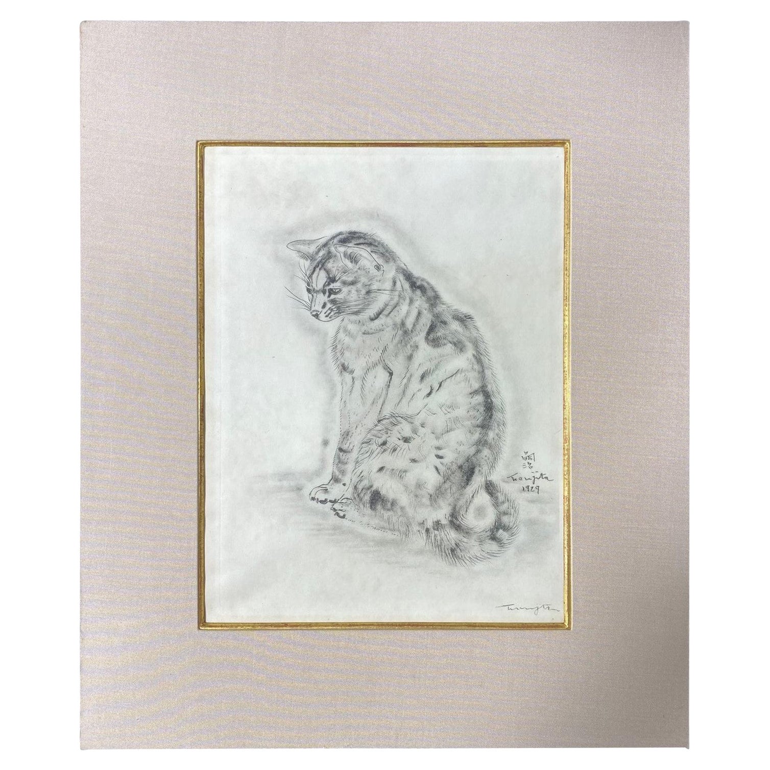 Léonard Tsuguharu Foujita Gravure collotype signée Azubah Le livre des chats 1929