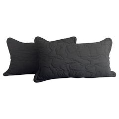 Pair of Rare Jay Spectre Black Abstract Quilted King Pillow Shams for Century