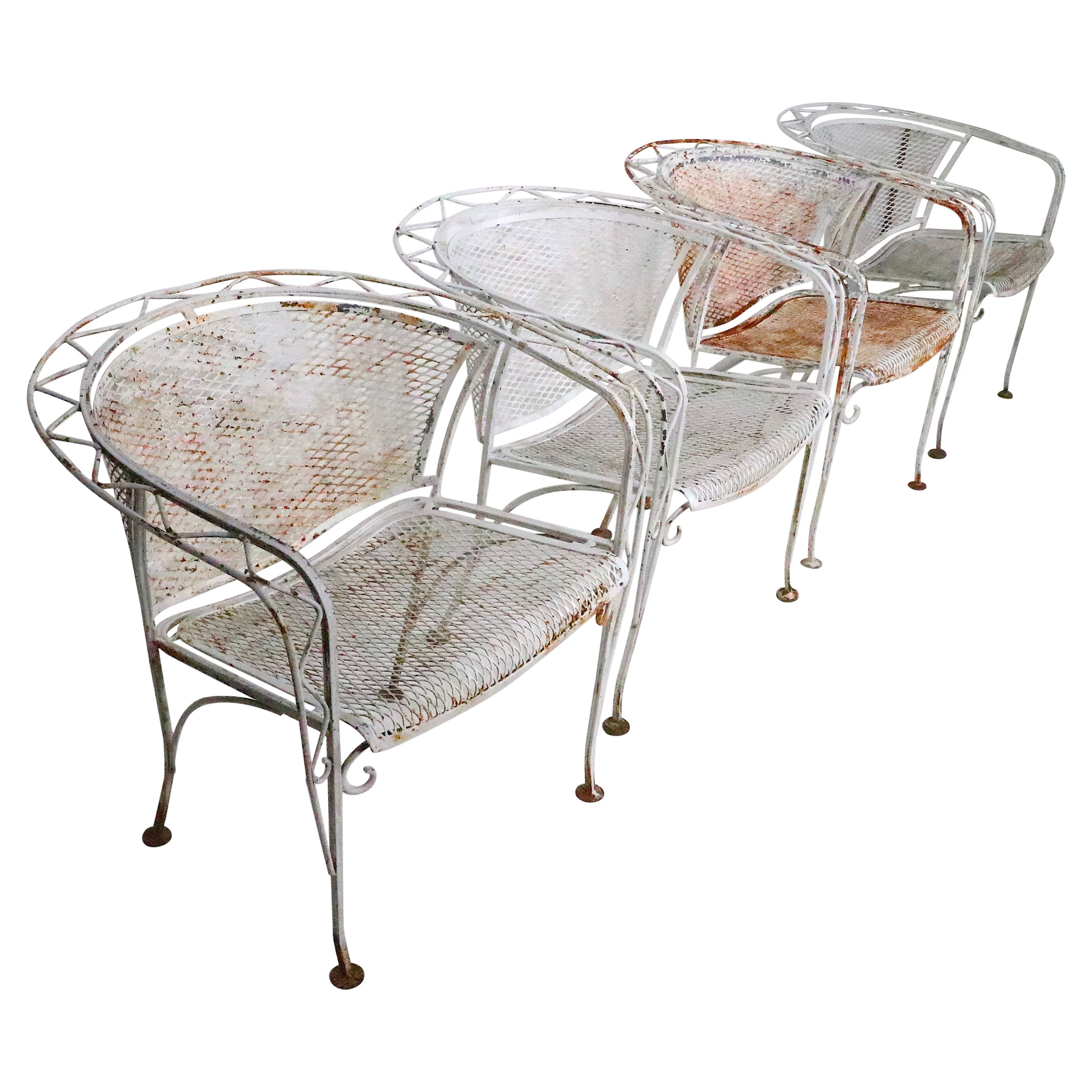 Cuatro Salterini Patrón Zig Zag Hierro Forjado Jardín Patio Piscina  Sillas