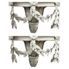 Retro Italian Large Scale Neo-Classical Style Tole Wall Sconces / Brackets, Pair