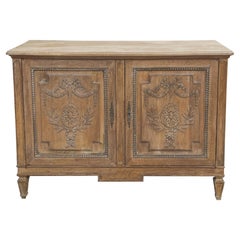 19th Century French Cerused and Carved Pine Cabinet / Credenza / Sideboard 