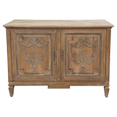 19th Century French Cerused and Carved Pine Cabinet / Credenza / Sideboard