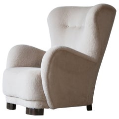 1950s Armchair, Reupholstered in Pure Alpaca Wool, Denmark