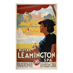 Original Vintage Railway Travel Poster Royal Leamington Spa GWR Jephson Gardens