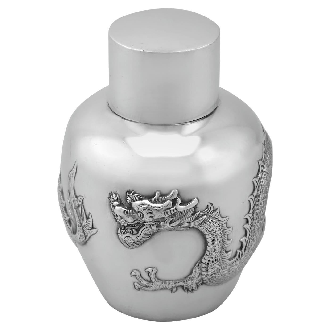 Antico Wang Hing & Co. Porta tè d'argento da esportazione cinese