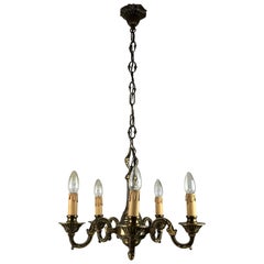 Brass Chandelier with 5 Lights, Italy, 1960s