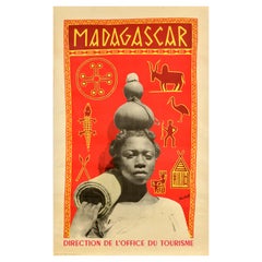 Original Vintage Travel Poster Madagascar Tourism Photo Traditional Art Design