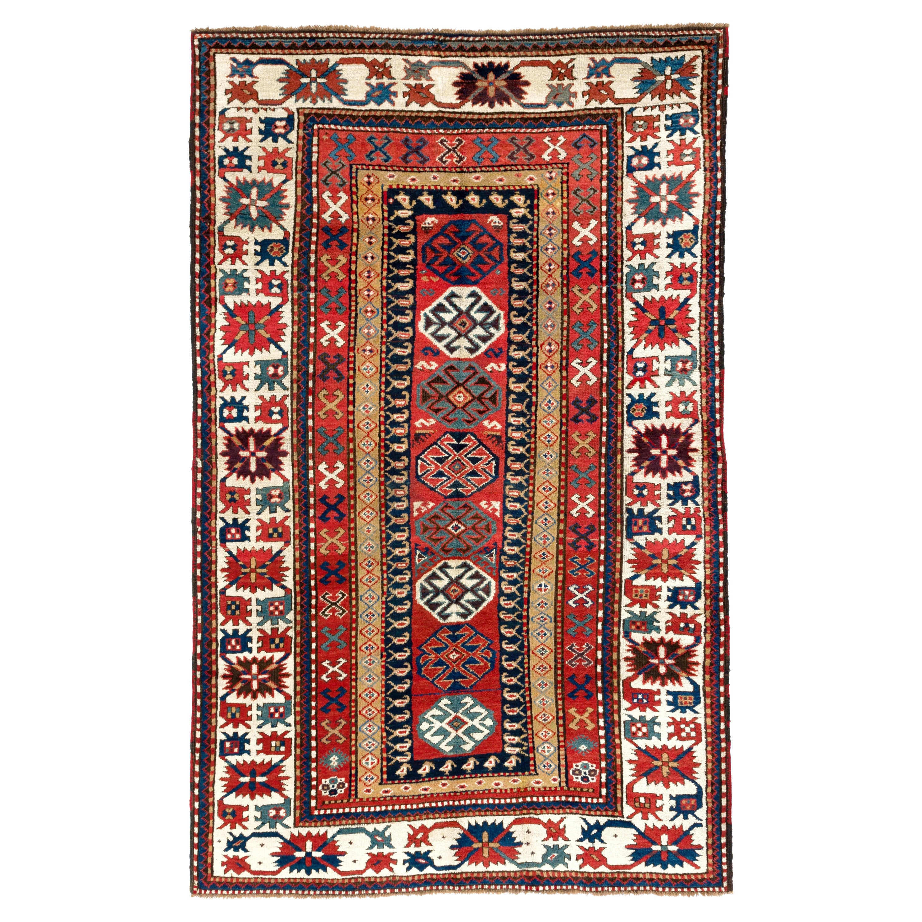 Antique Caucasian Kazak Rug, Top of the Shelf Collectors Carpet, circa 1870