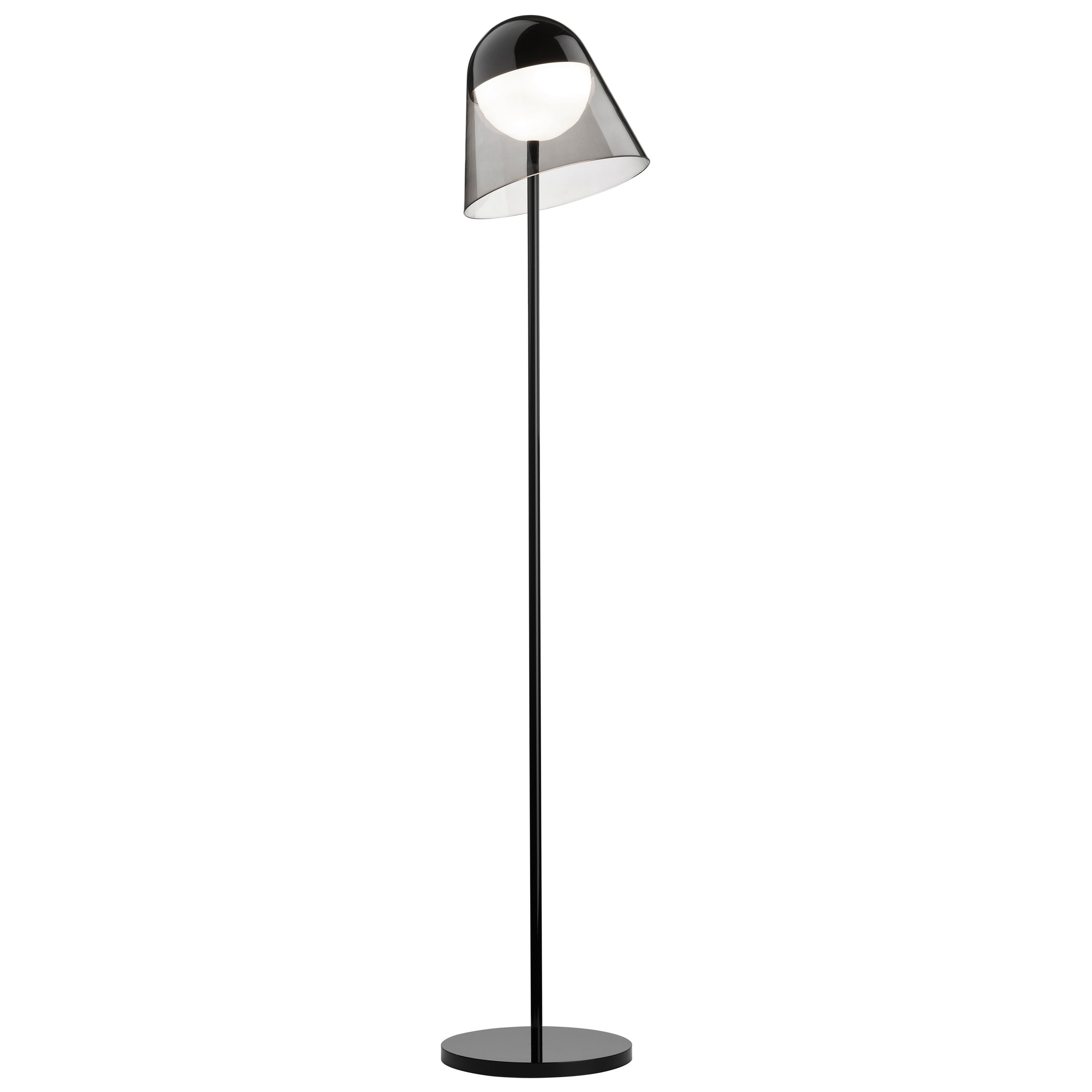 Helios Floor Lamp, Smoked Glass and Black Structure, Made in Italy