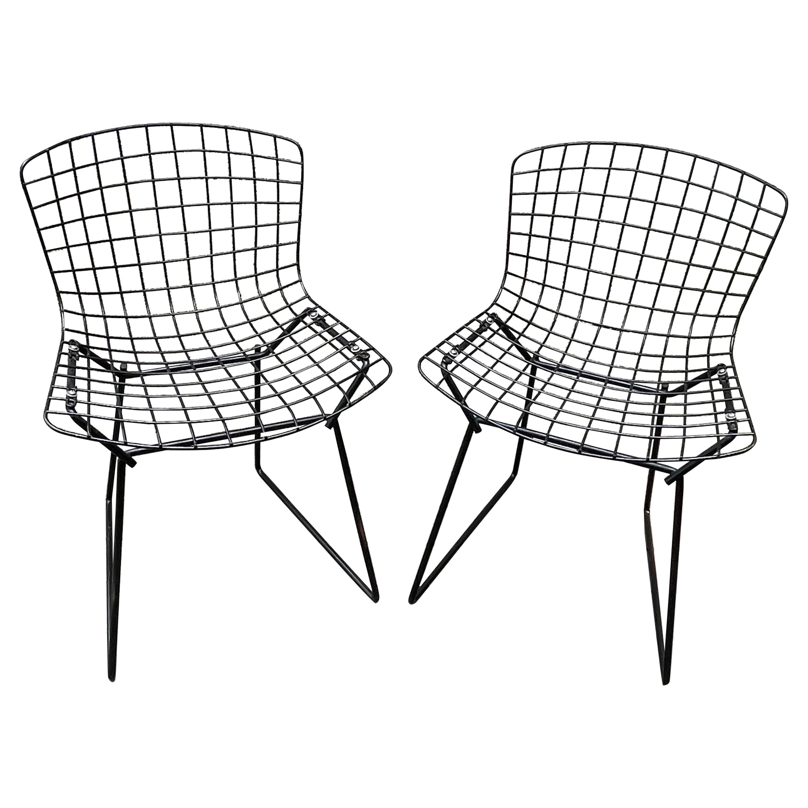 Mid Century Harry Bertoia Children's Black Wire Side Chairs for Knoll