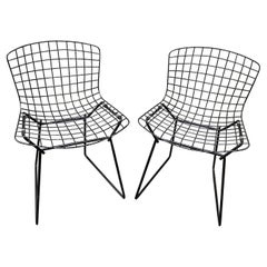 Mid Century Harry Bertoia Children's Black Wire Side Chairs for Knoll
