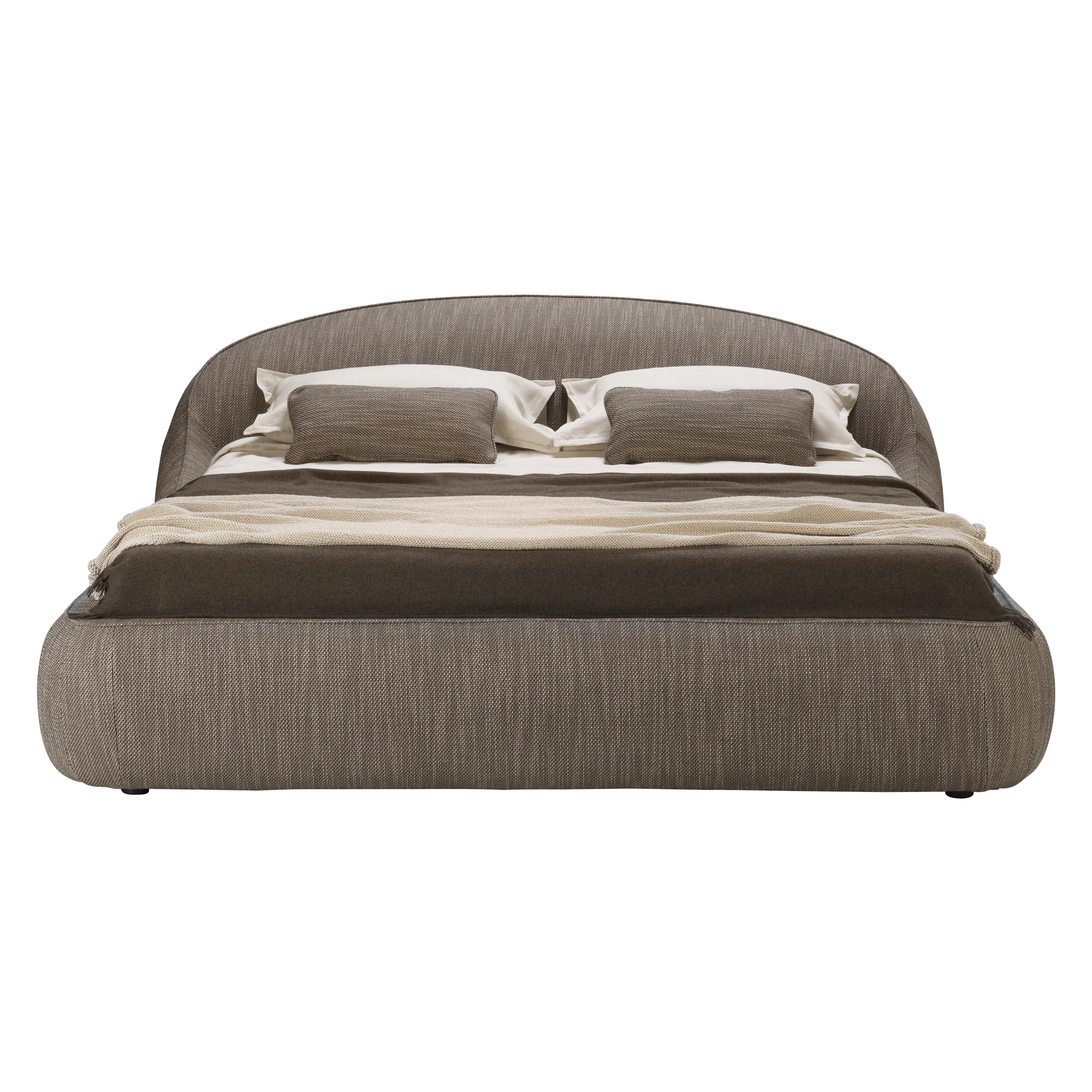 Abbracci Bed, Bed in Fabric Bogardine, Taupe Colour, Made in Italy For Sale