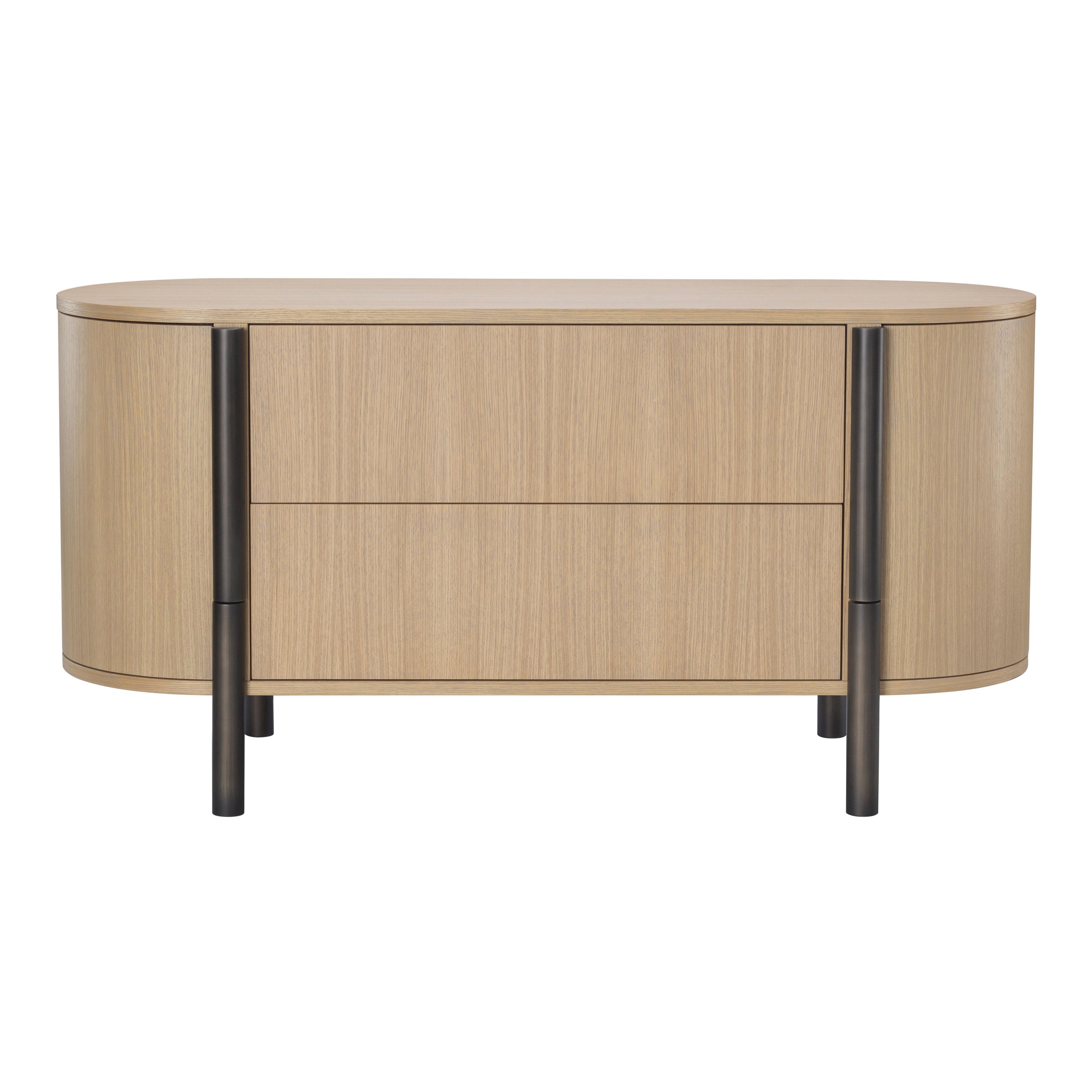 Tarantino Chest of Drawers, Wood and Burnished Brass Structure, Made in Italy