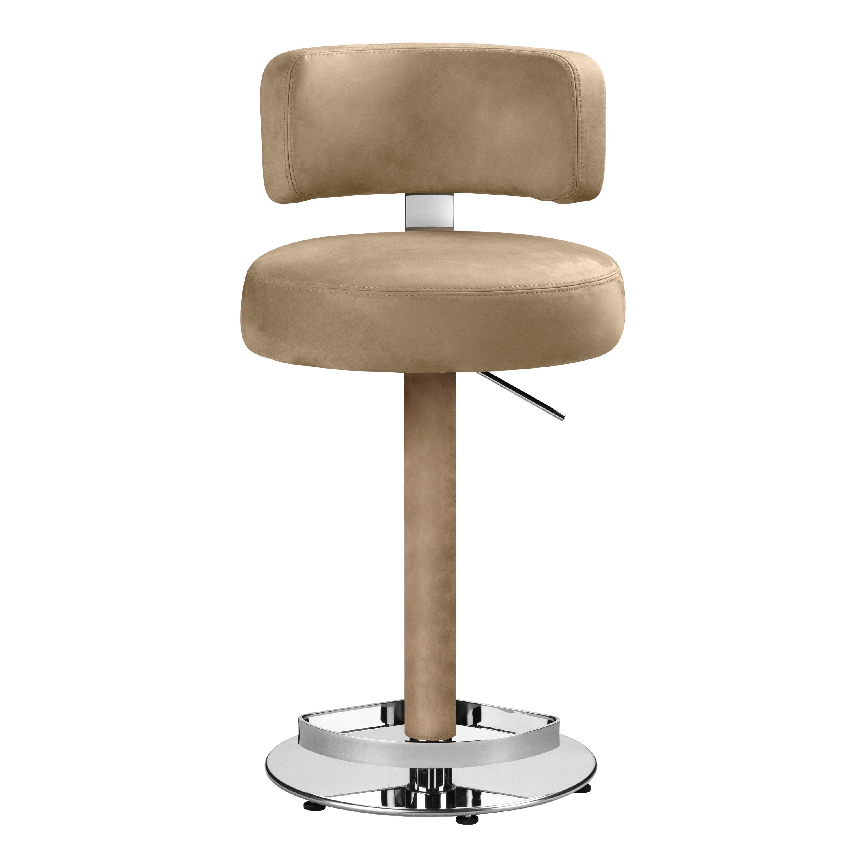 Sgabello Alfred, pelle  e struttura cromata, made in Italy