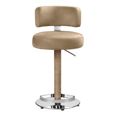 Alfred Stool, Leather and Chrome Structure, Made in Italy