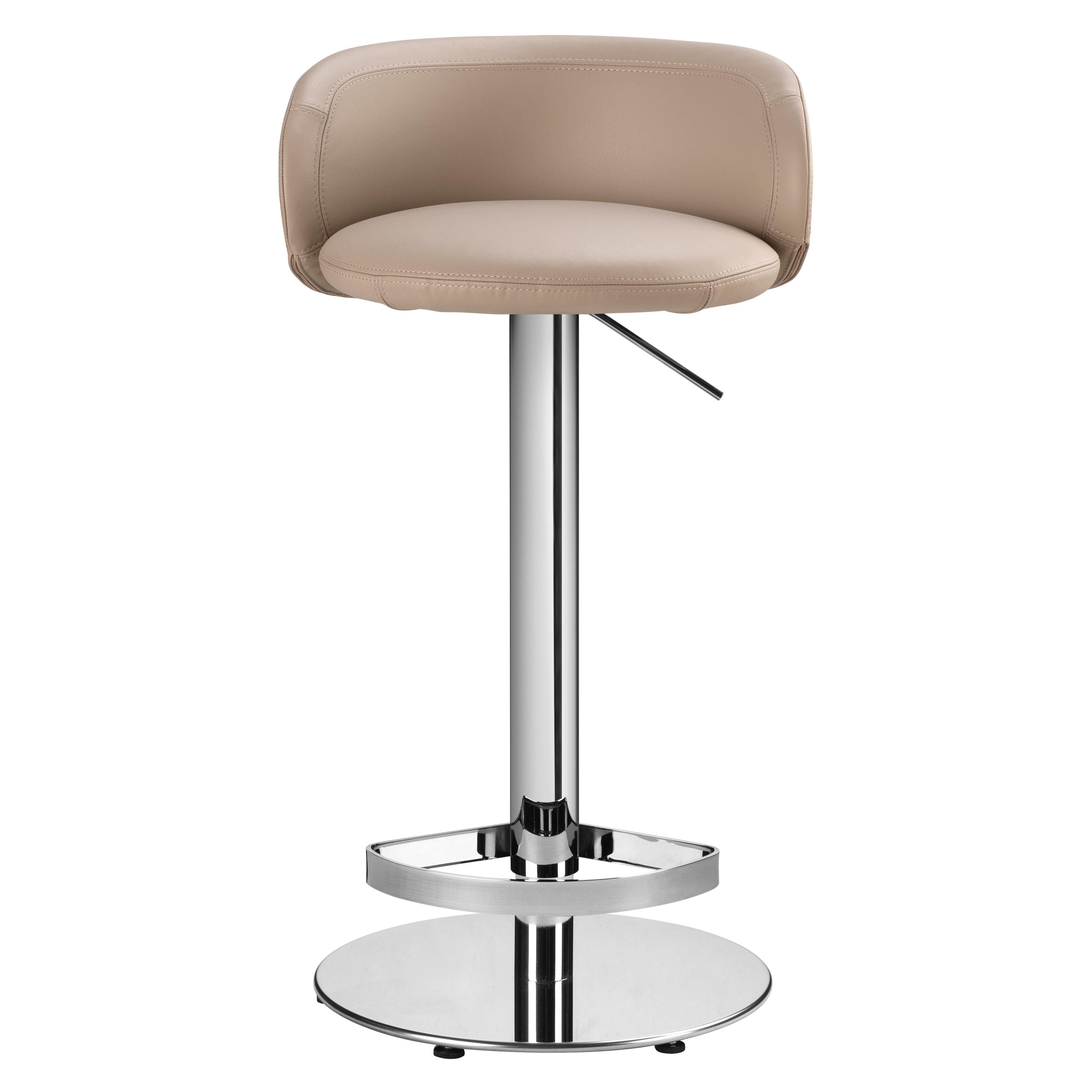 Hillary Stool Leather and Chrome Structure, Made in Italy