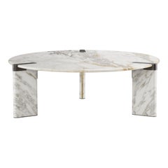 Ottanta Coffee Table Calacatt Gold Marble Top & Burnished Brass Made in Italy