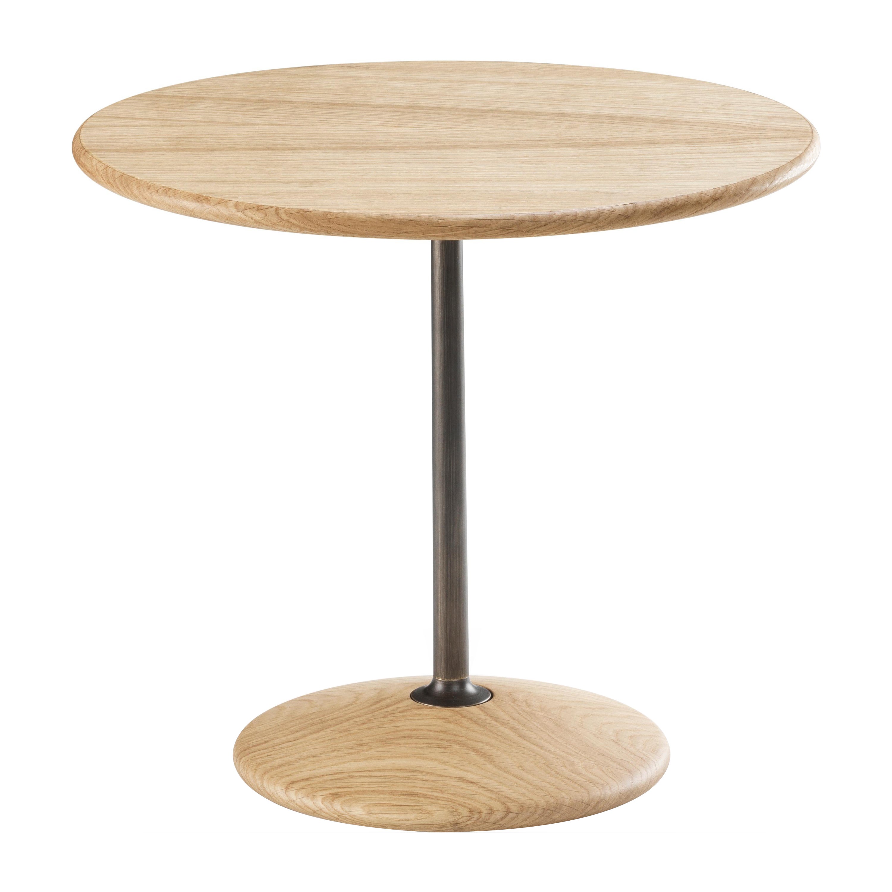 Arnold Short Table, Wood Top, Burnished Brass Structure, Made in Italy For Sale