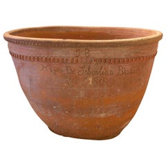Antique 1850s Arabic Oval-Shaped Ceramic Bath in Reddish Colour