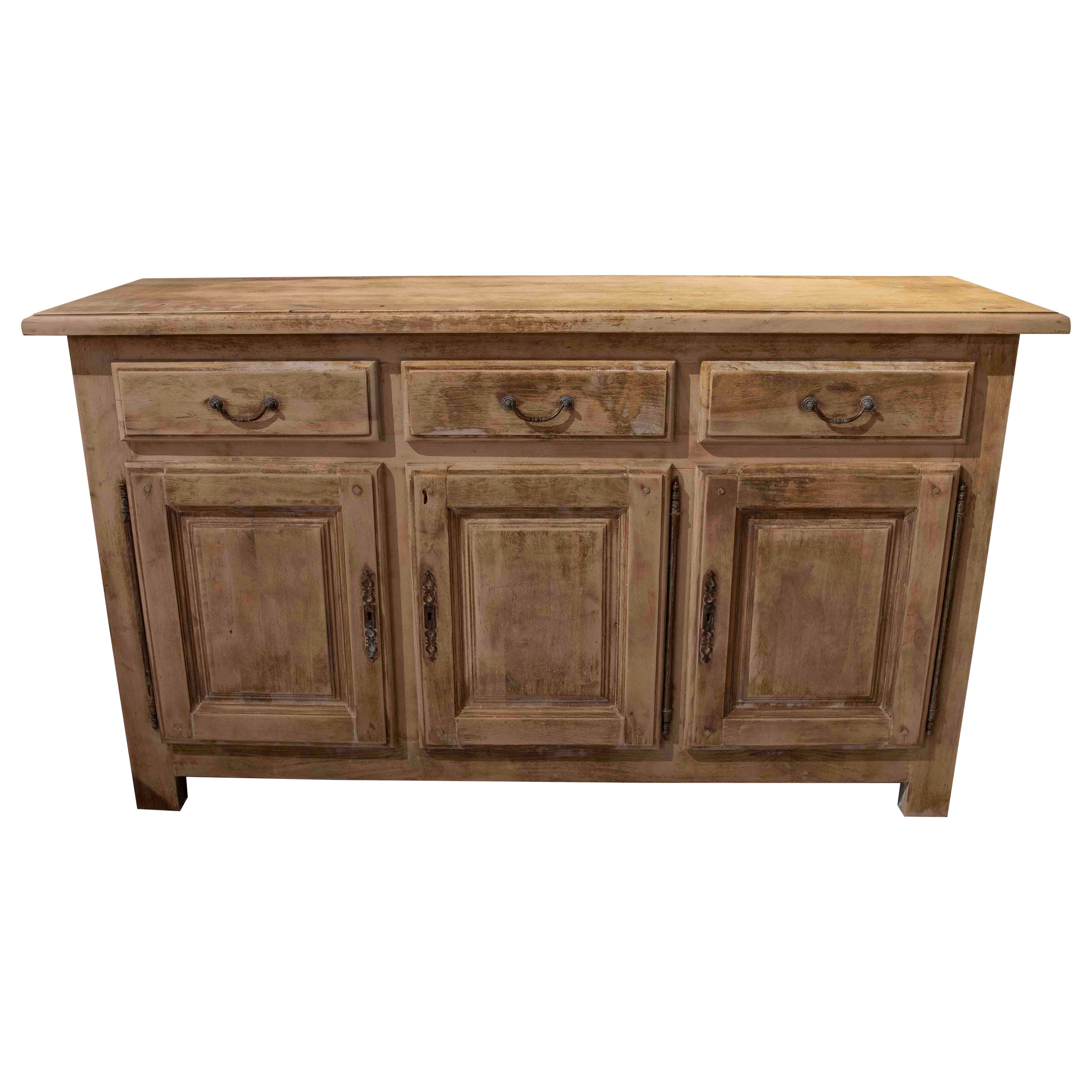 French Washed Wood Sideboard with Drawers and Doors