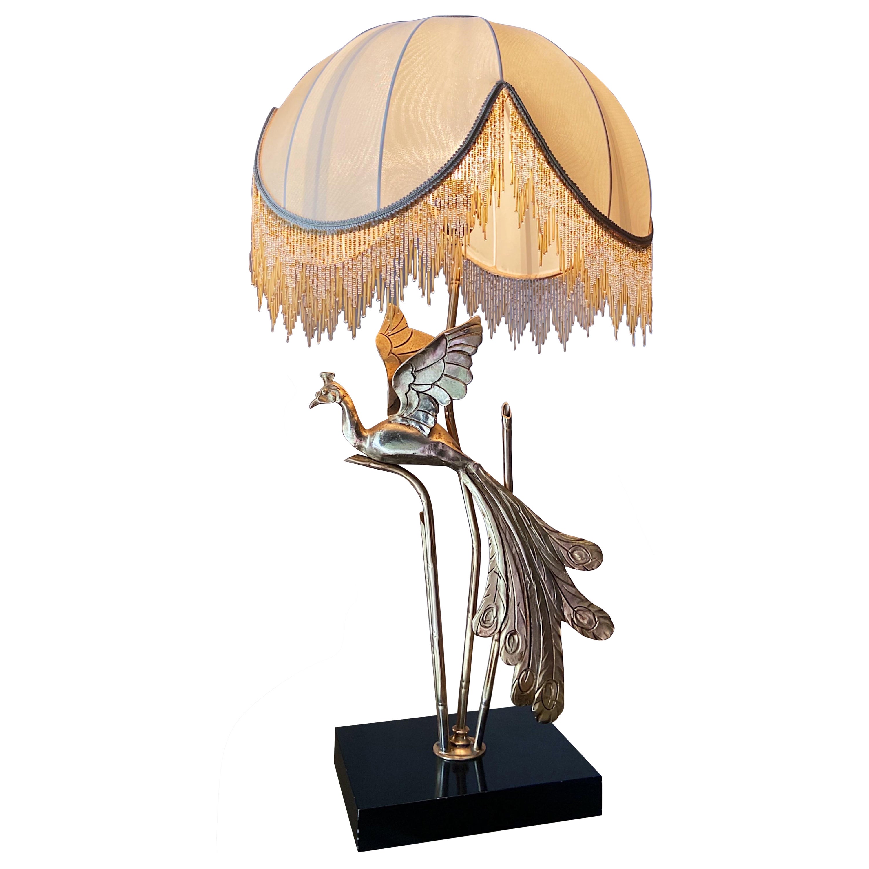 Large Peacock Table Lamp by Lanciotto Galeotti for L''originale, Italy, 1970s