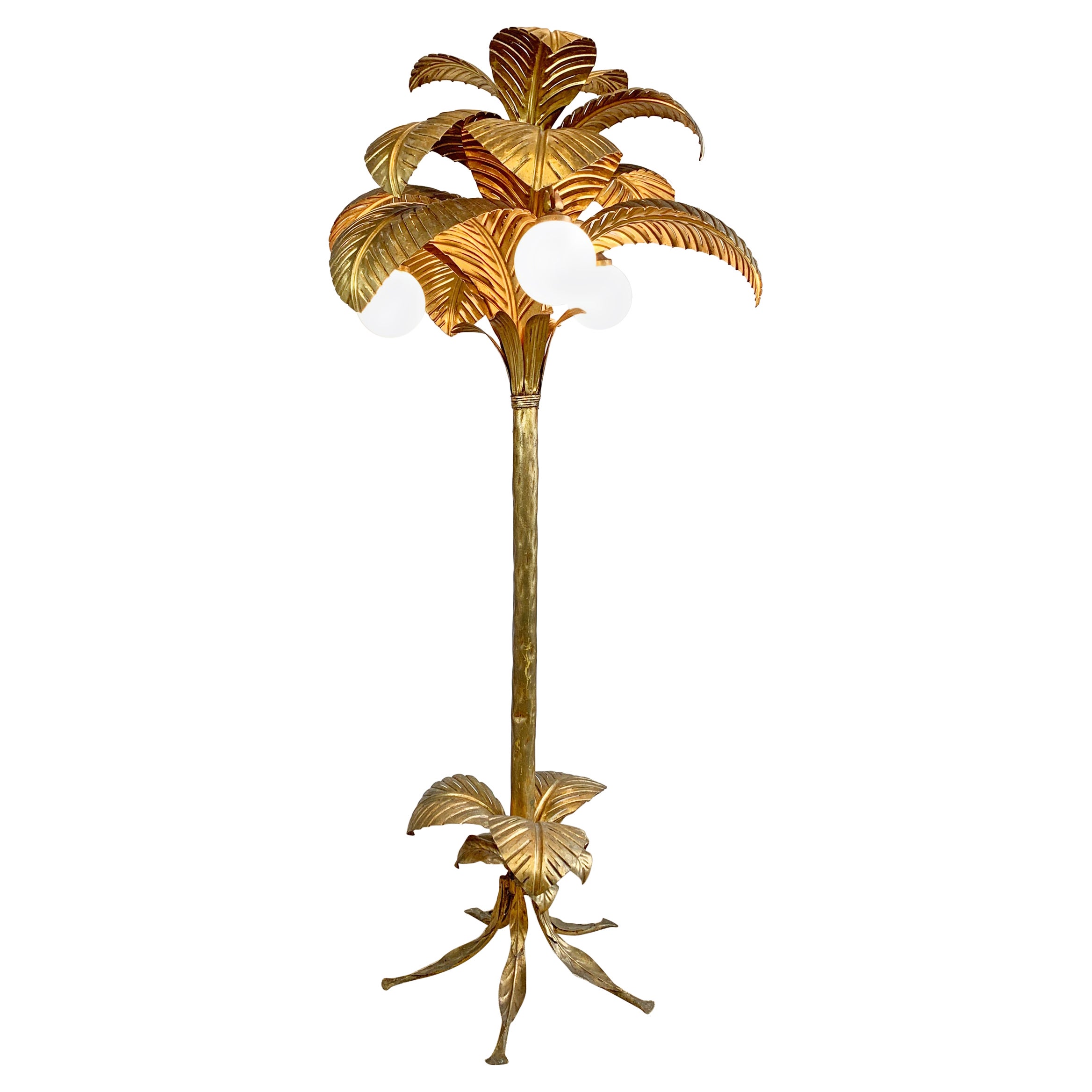 Lampadaire de palmier doré Sergio Terzani en vente