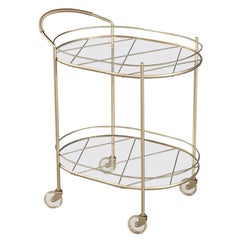 Used Modern Metal Bar Cart with 2 Tier Glass