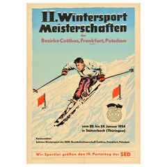 Original Retro Poster Winter Sport Meisterschaften Championship Ski Slalom Art