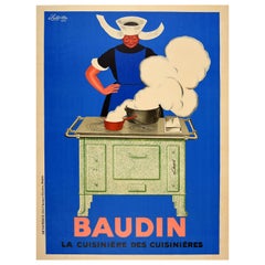 Affiche publicitaire vintage d'origine Baudin Cuisiniere Cooking Leonetto Cappiello