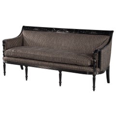 Canapé vintage de style Louis XVI en laque noire