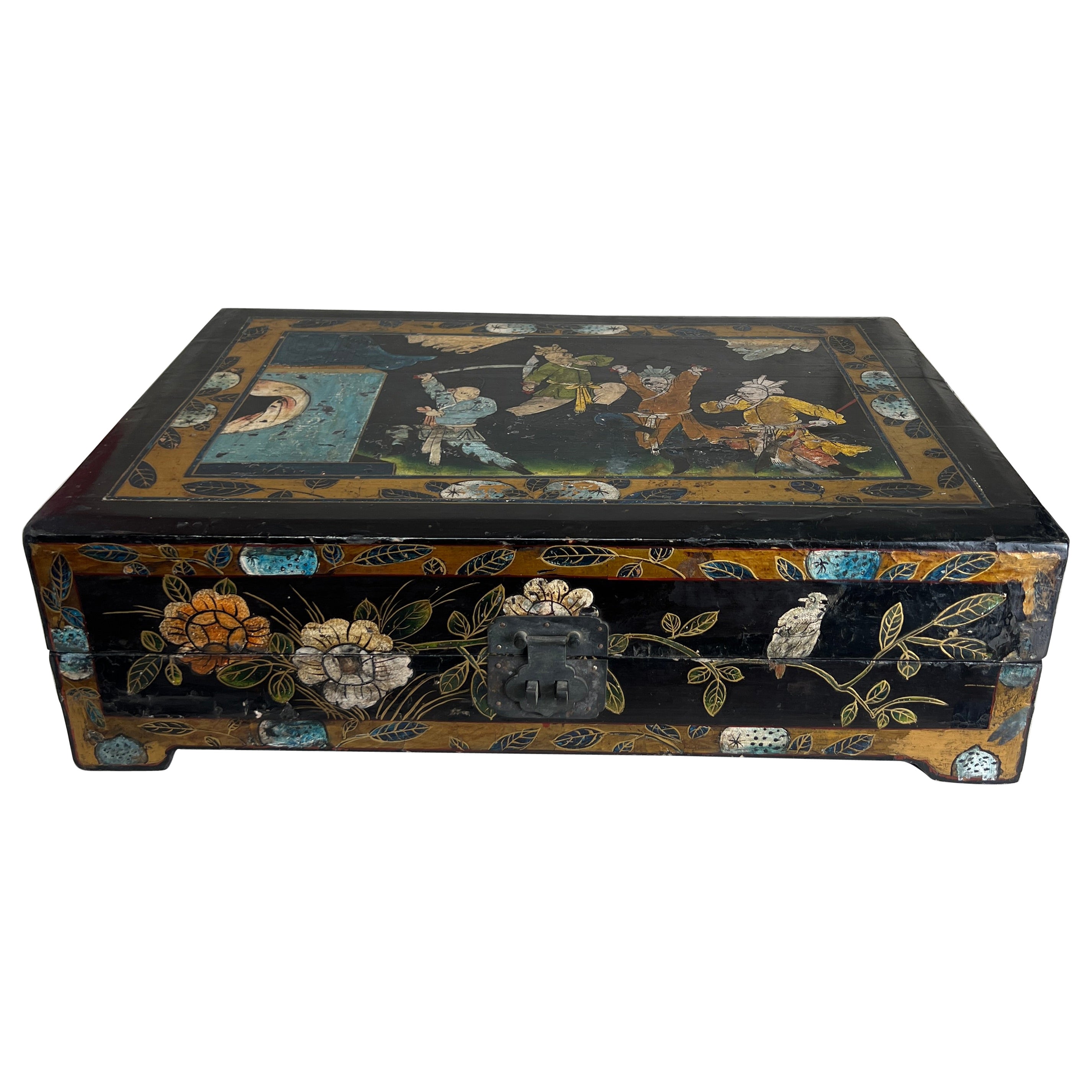 Early 20th Century Chinese Black and Gold Lacquered Box