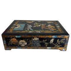 Early 20th Century Chinese Black and Gold Lacquered Box