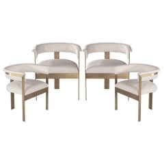 Set of 4 Modern Curved Brass Dining Chairs