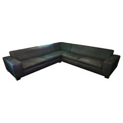MCM Sectional Sofa in Black Linen by Thayer Coggin