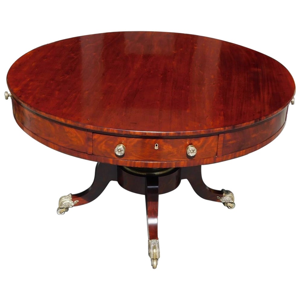 American Regency Mahogany Four Drawer Center Table with Desk, Phila, C. 1790 For Sale