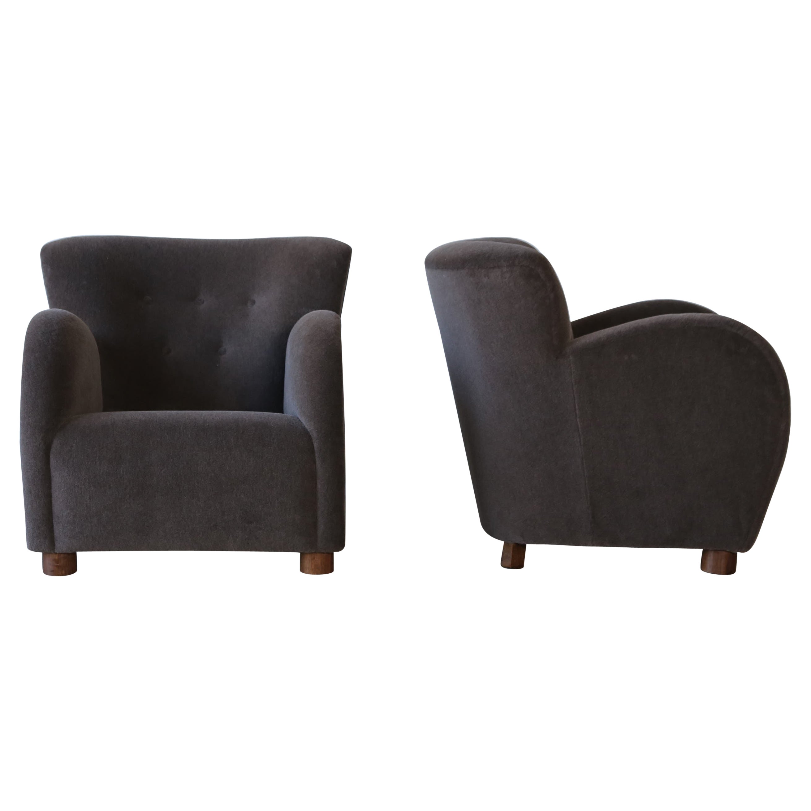 Superb Pair of Lounge Chairs, Upholstered in Pure Alpaca