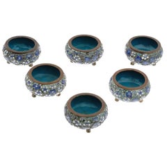 Group Chinese Tripod Cloisonne Enamel Salt Cellar