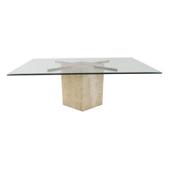 Vintage Travertine Dining Table by Artedi, 1970s