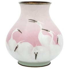Japanese Meiji Era Wireless Cloisonne Enamel Vase