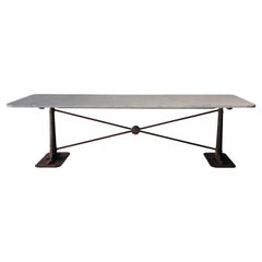 Vintage Cast Iron Dining Table with Marble Top, from France, circa 1940