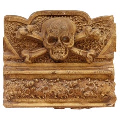 Antique Skull & Bones Cast Architectural Terracotta Fragment 