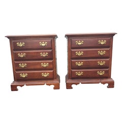 1990s American Drew Chippendale Cherry Bedside Chests of Drawers, a Pair
