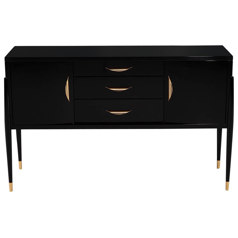 Modern High Gloss Black Lacquer Sideboard For Sale