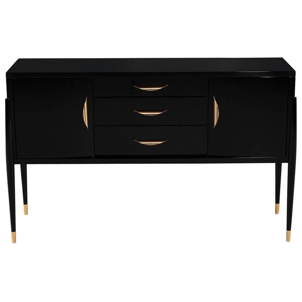 Modernes Sideboard aus schwarzem Lack, hochglänzend