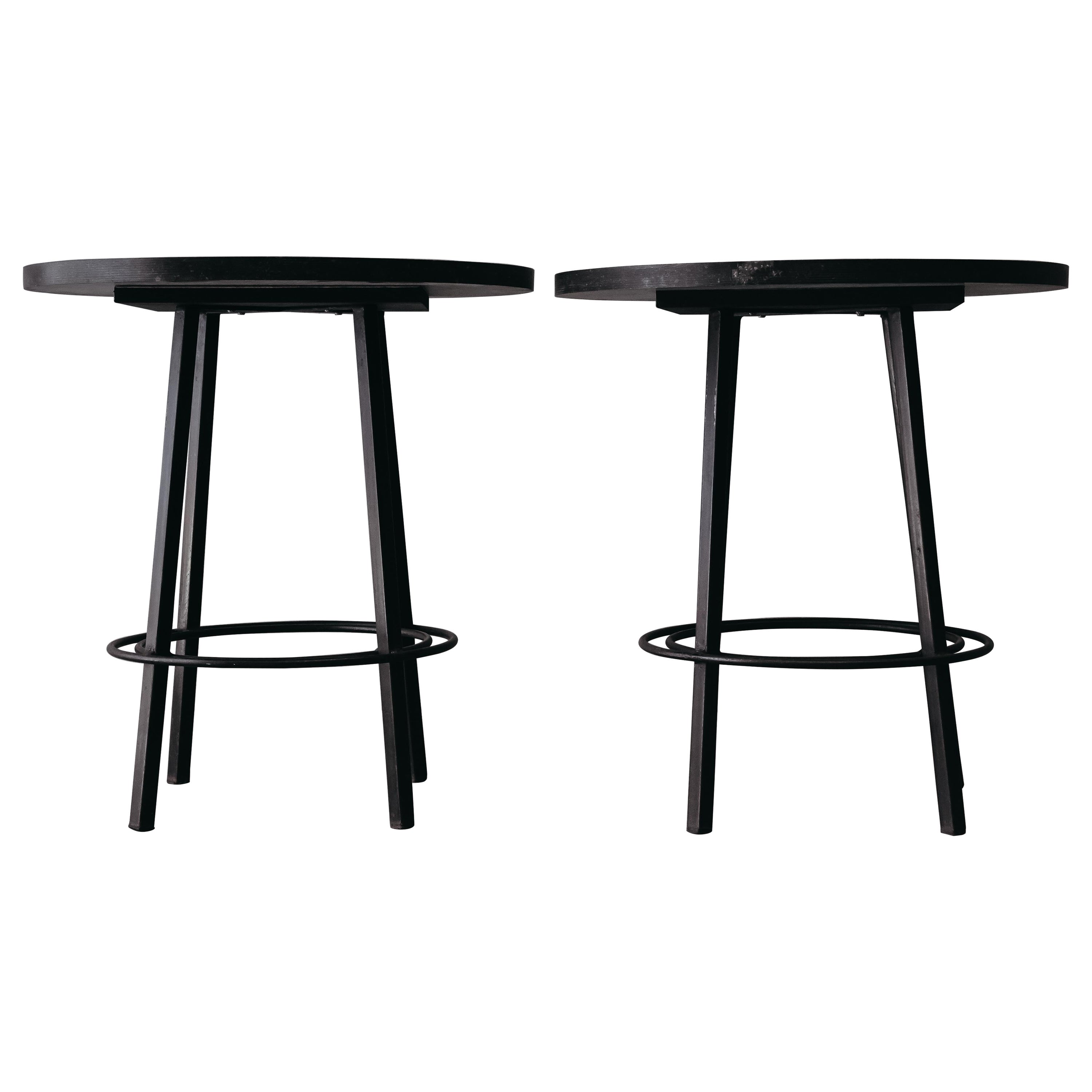 Vintage Pair of Stone Bistro Tables from France, circa 1970