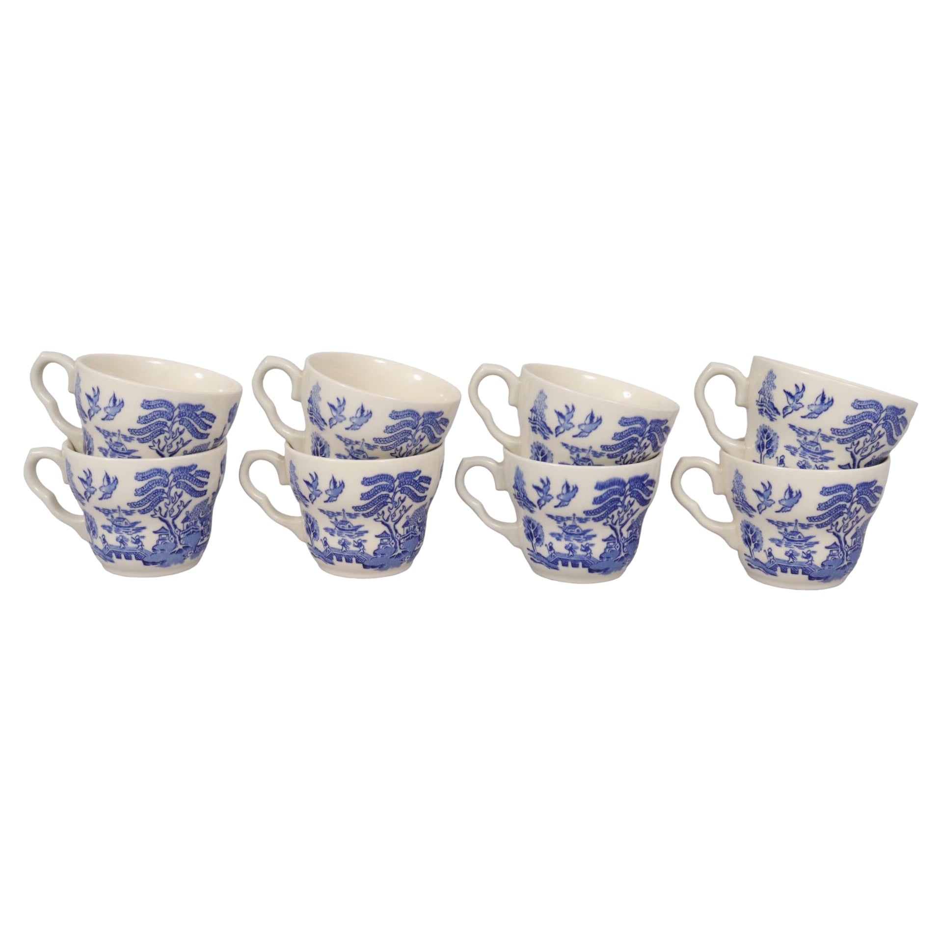 Tazas de té inglesas Blue Willow, set de 8